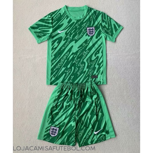 Camisa de Futebol Inglaterra Goleiro Equipamento Secundário Infantil Europeu 2024 Manga Curta (+ Calças curtas)